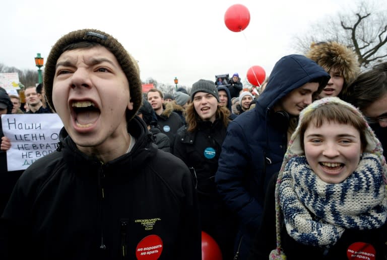 The weekend protests in Russia drew unprecedented numbers of students and others born after President Vladimir Putin came to power in 2000