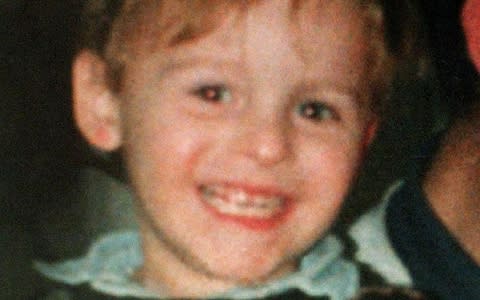 Toddler James Bulger pictured in February 1993