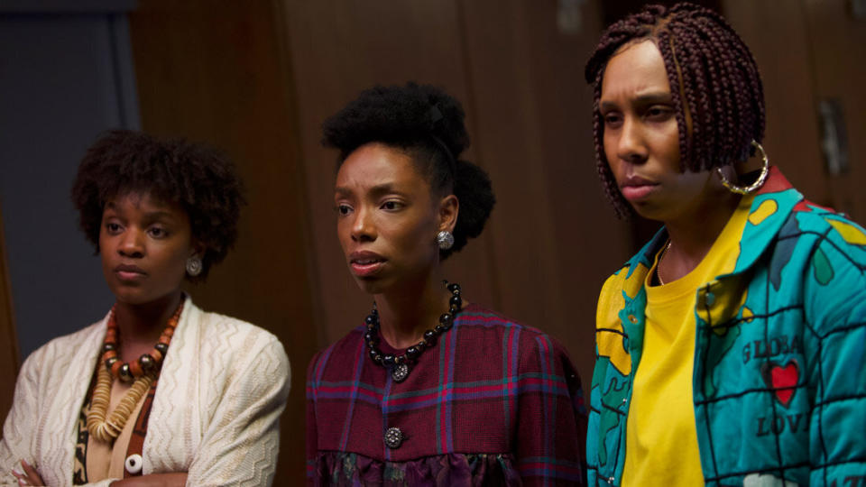 Yaani King Mondschein, Elle Lorraine and Lena Waithe appear in "Bad Hair" by Justin Simien, an official selection of the Midnight program at the 2020 Sundance Film Festival. (Photo: Courtesy of Sundance Institute)