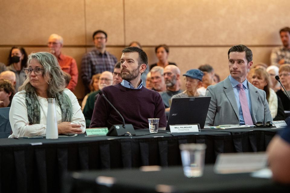 The banquet room at Harrah’s Cherokee Center Asheville was overflowing with attendees of the Planning and Zoning Commission meeting, March 20, 2024, in Asheville.