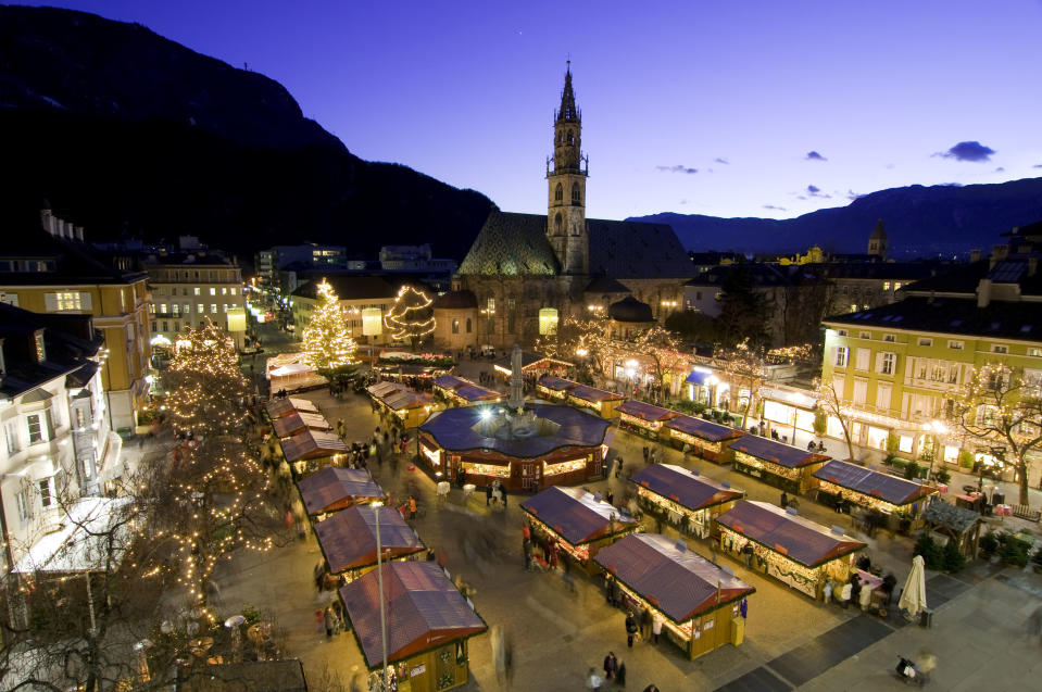 <p>Italy’s largest Christmas market is held in Bolzano, in the mountainous South Tyrol region of the country. Horse-drawn carriages roll through the streets and there are over 80 stalls selling homemade gifts, decorations and local culinary treats, plus merry-go-rounds and puppet theatres that children will love. <em>[Photo: suedtirol.info]</em> </p>