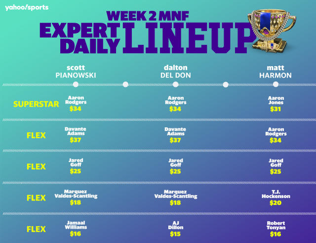 DFS: Week 2 MNF expert lineups for Packers-Lions