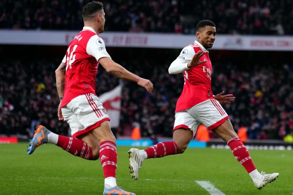 Reiss Nelson (right) played a vital role in Arsenal’s title challenge (John Walton/PA) (PA Wire)