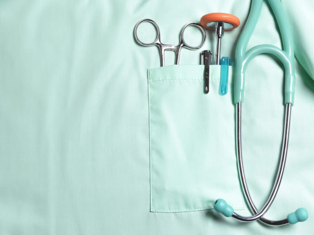 instruments in a physician's pocket