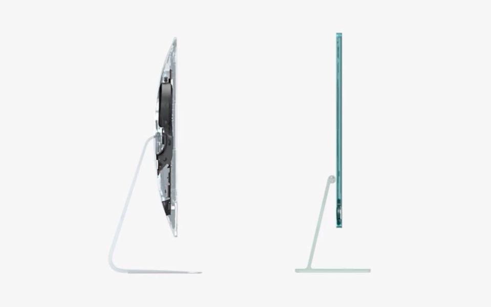 The last monitor in the previous image is compared with an ultra-thin new iMac - Apple