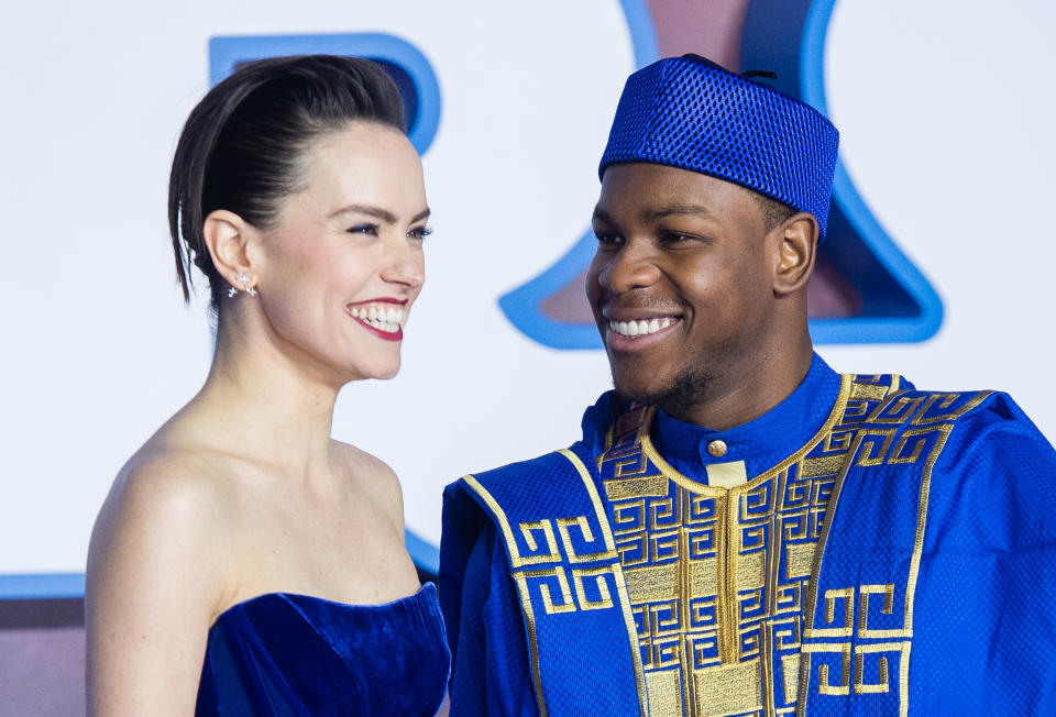 John Boyega and Daisy Ridley attend "Star Wars: The Rise of Skywalker" European Premiere at Cineworld Leicester Square on December 18, 2019 in London, England [Photo: Getty]