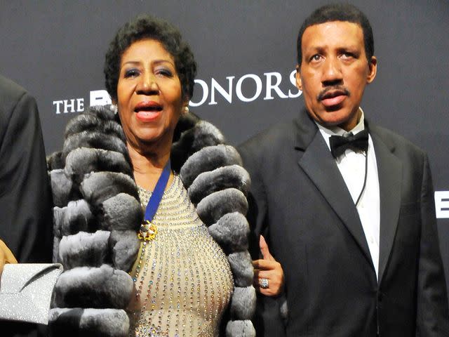 <p>Larry French/BET/Getty</p> Aretha Franklin, and Edward Franklin attend BET Honors in 2014