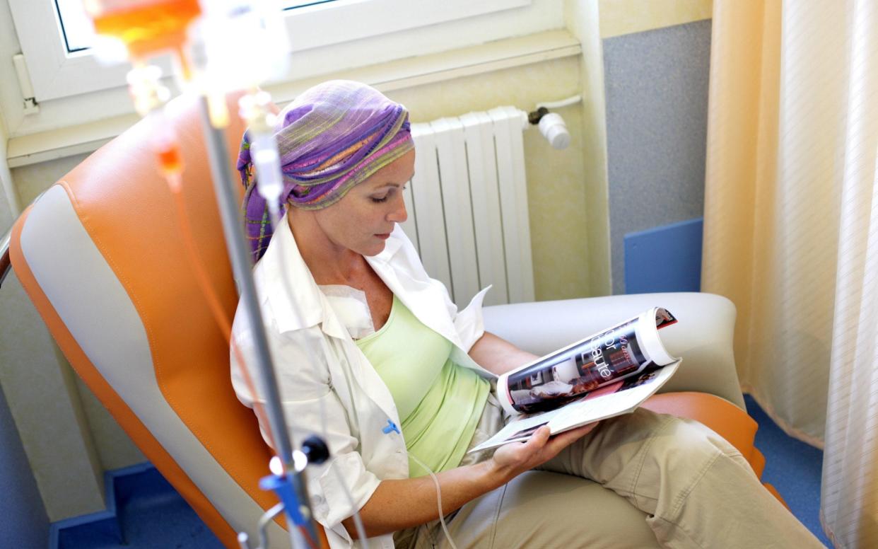 A woman undergoing chemotherapy  - www.Alamy.com