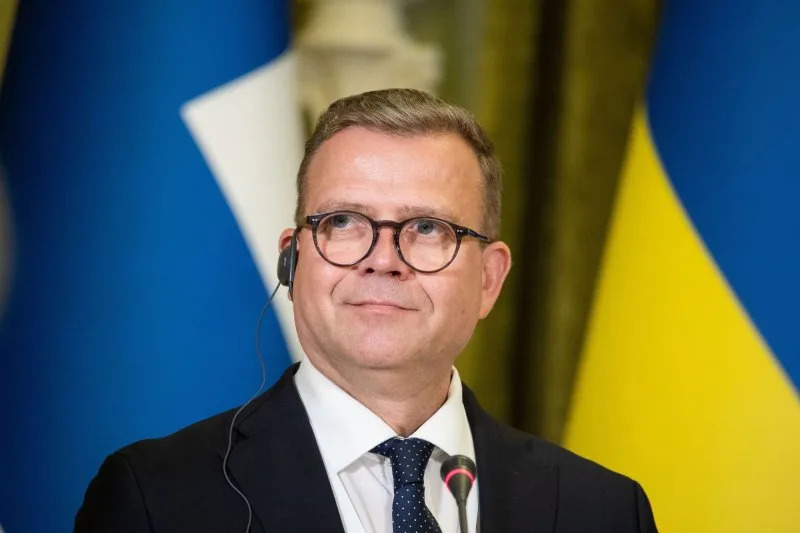 Prime minister of Finland Petteri Orpo speaks during a joint press conference With President of Ukraine Volodymyr Zelenskyi,in Kyiv, on Wednesday August 23, 2023, amid the Russian invasion of Ukraine. Photo by Ukrainian President Press Office/ UPI