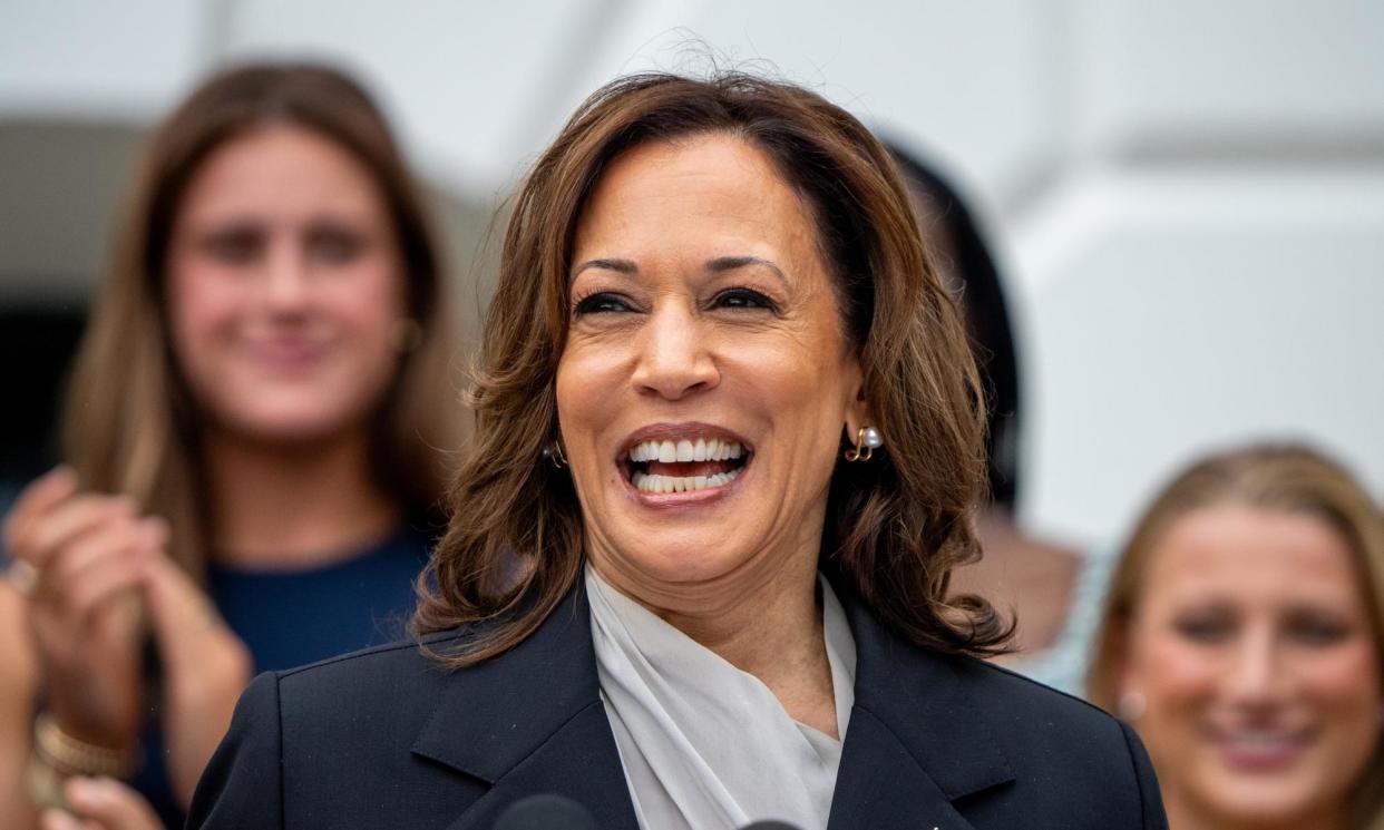 <span>Kamala Harris at an event for the NCAA championship teams at the White House on Monday.</span><span>Photograph: Andrew Harnik/Getty Images</span>