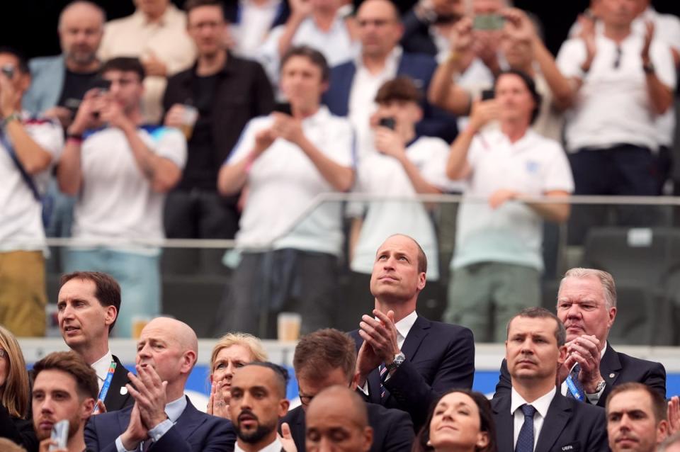 The Prince of Wales in the stands during the UEFA Euro 2024 match (Martin Rickett/PA Wire)