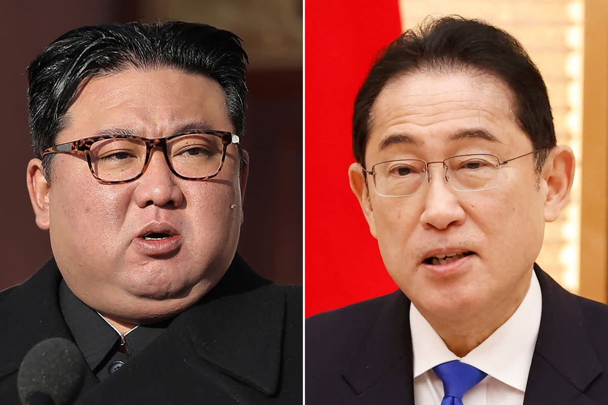 Japan’s Kishida (right) has previously said a summit with Kim Jong-un is essential to improve relations in the region (AFP/KCNA via KNS/AFP/Getty)