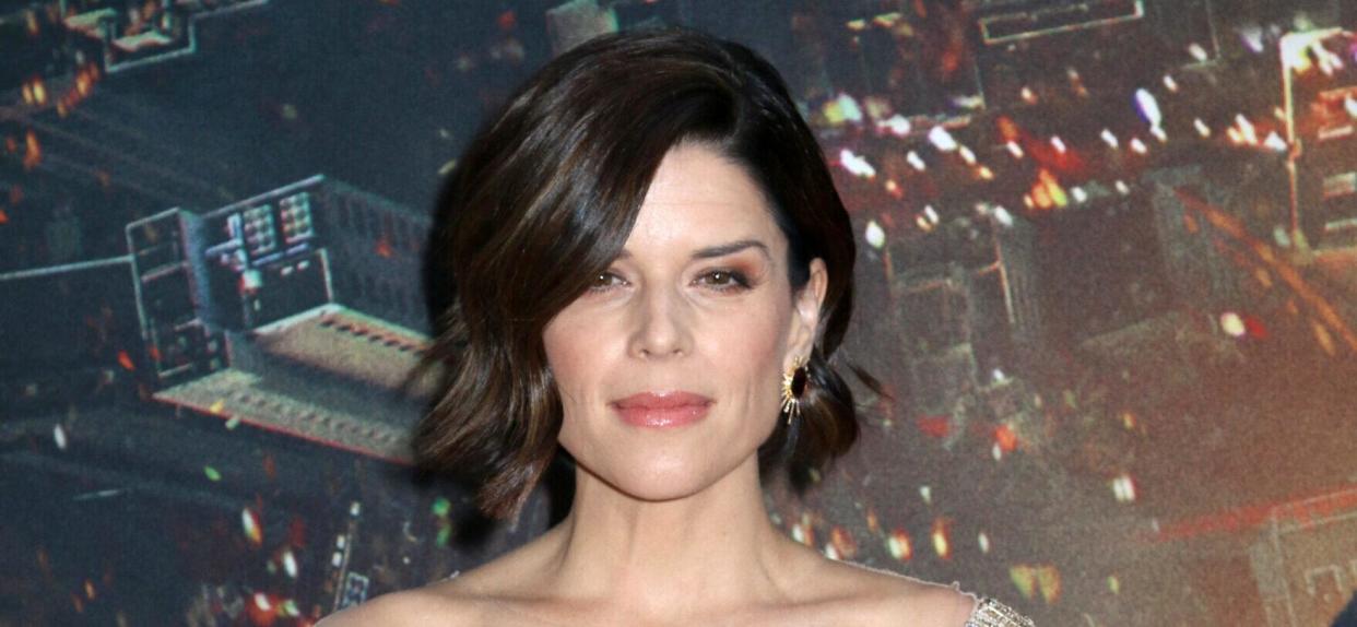 'Skyscraper' New York Premiere. 10 Jul 2018 Pictured: Neve Campbell. Photo credit: Steven Bergman/AFF-USA.COM / MEGA TheMegaAgency.com +1 888 505 6342 (Mega Agency TagID: MEGA251030_067.jpg) [Photo via Mega Agency]