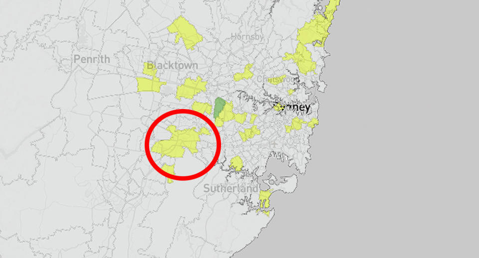 Thirty-six suburbs are being urged to be on high alert after the virus was detected in sewage. Source: NSW Health