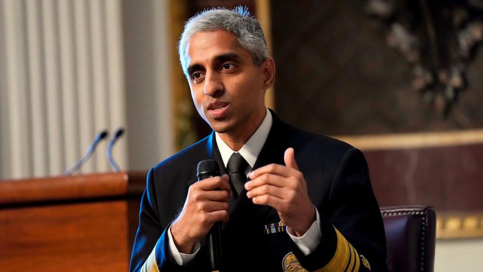 PHOTO: Surgeon General Dr. Vivek Murthy speaks during an event on the White House complex in Washington, April 23, 2024.  (Susan Walsh/AP, FILE)