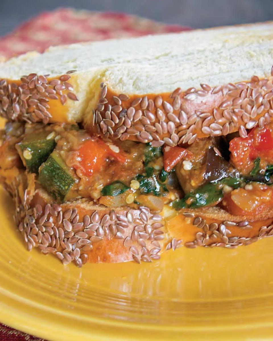Moroccan Kale Ratatouille Sandwich