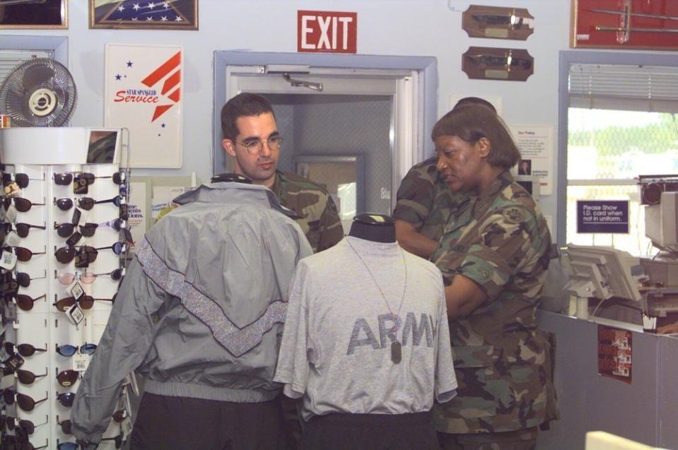 Soldiers shop in a PX