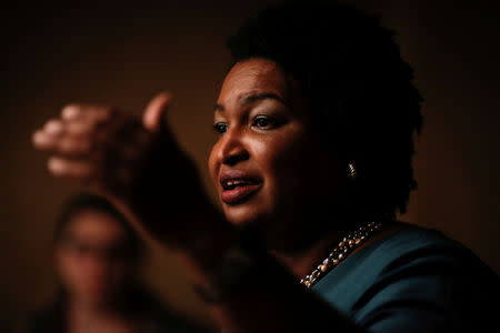 Stacey Abrams, running for the Democratic primary for Georgia's 2018 governor's race, speaks at a Young Democrats of Cobb County meeting as she campaigns in Cobb County, Georgia, U.S. on November 16, 2017. REUTERS/Chris Aluka Berry /Files