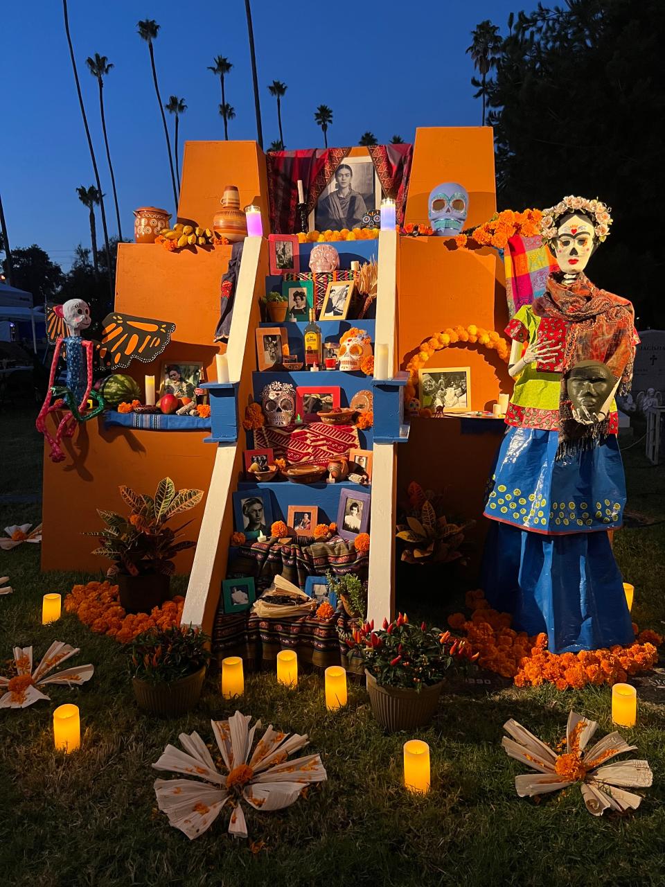 An altar honoring artist Frida Kahlo is displayed at the Día de Los Muertos celebration at the Hollywood Forever Cemetery in Los Angeles on Saturday, Oct. 28, 2023.