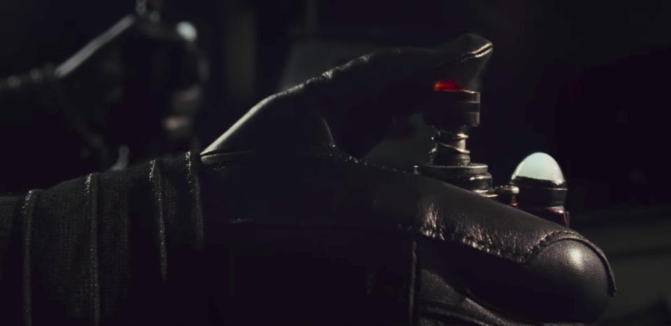 Kylo Ren’s targeting system is locked … but will he pull the trigger? (Photo: Lucasfilm)