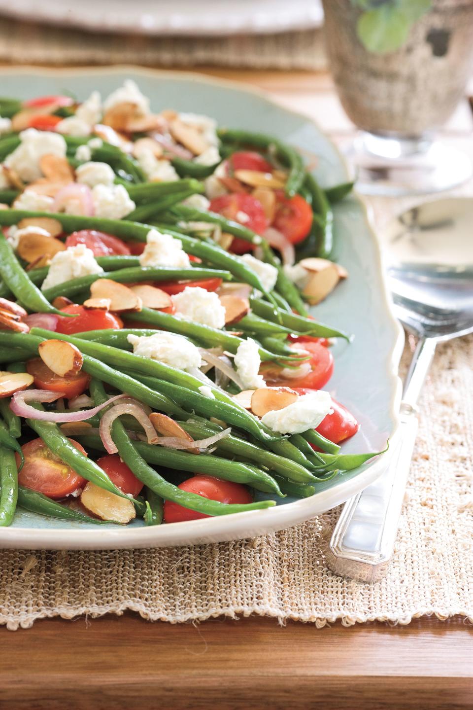 Green Beans with Goat Cheese, Tomatoes, and Almonds