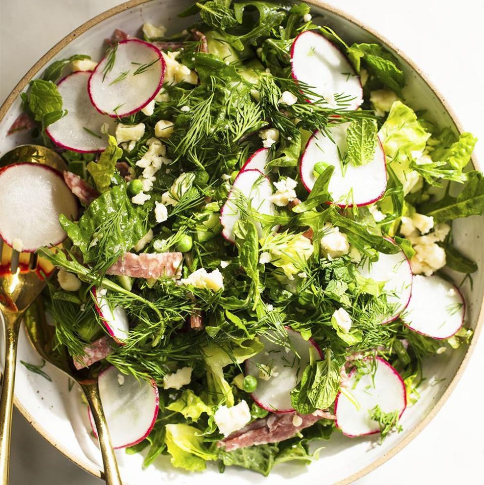 4th of july food spring chopped salad with cider vinaigrette