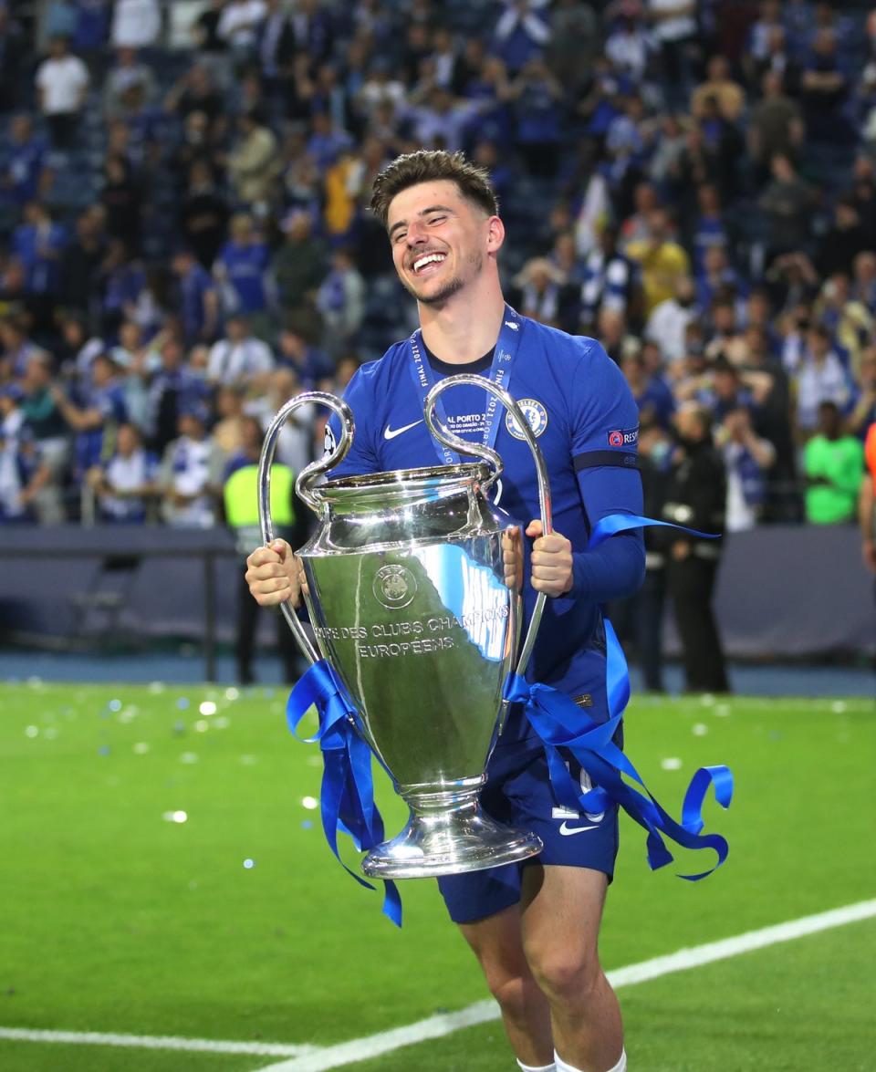 Mason Mount celebrates winning the Champions League with Chelsea in 2021 (Getty Images)