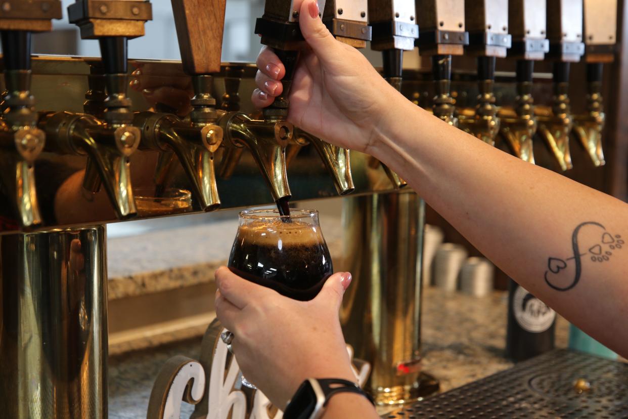 An imperial stout is poured, April 19, 2024 at Guadalupe Mountain Brewing Company