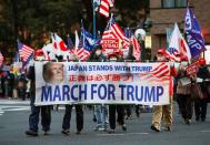 Supporters of U.S. President Trump march ahead of the inauguration of President-elect Biden, in Tokyo