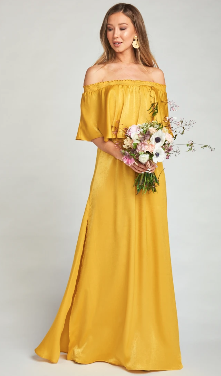 Show Me Your Mumu Hacienda Maxi Dress in Honey Gold Sheen