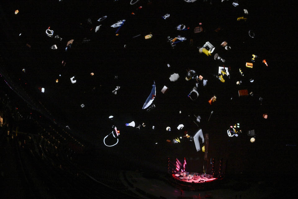 The group Phish rehearses before the band's four night engagement at the Sphere on Tuesday, April 16, 2024, in Las Vegas. (AP Photo/David Becker)