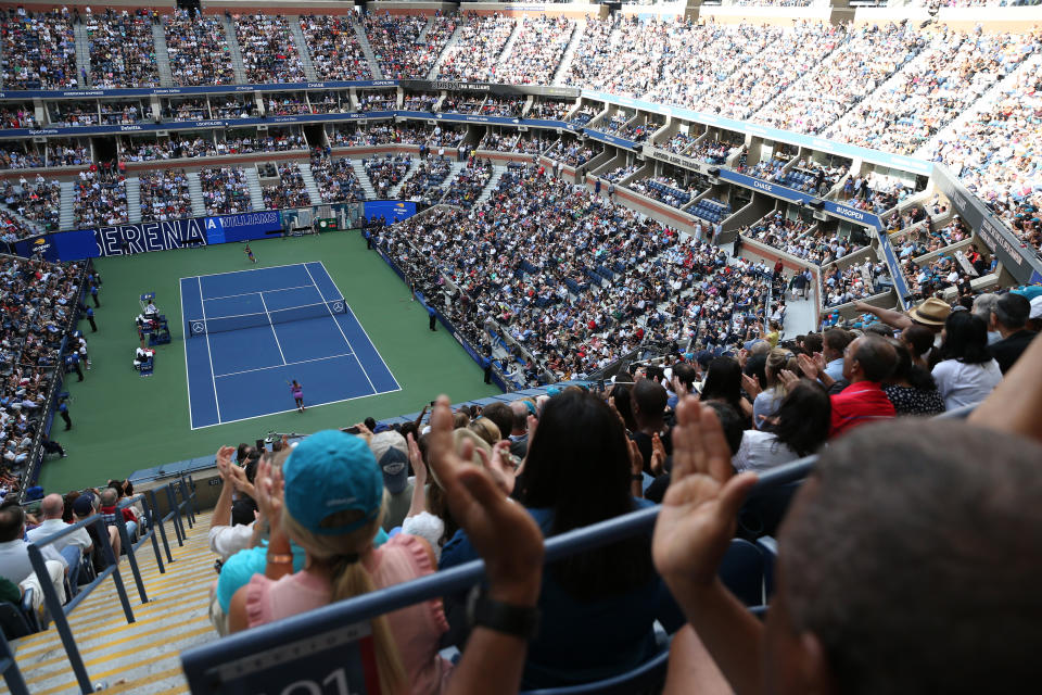 NEW YORK, NEW YORK - SEPTEMBER 07: A general view during the Women's Singles final match between Bianca Andreescu of Canada and Serena Williams of the United States on day thirteen of the 2019 US Open at the USTA Billie Jean King National Tennis Center on September 07, 2019 in the Queens borough of New York City. (Photo by Michael Owens/Getty Images)