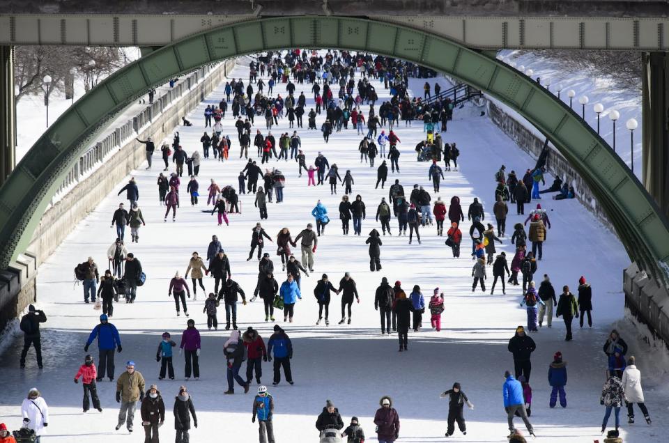 People take to the Rideau Canal on Family Day in Ottawa on Feb. 18, 2019.