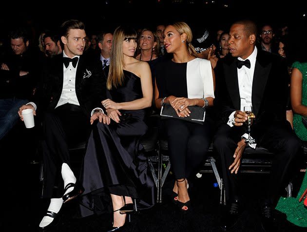 <p>Talk about a power row. Jay-Z and Beyonce were the Grammy royalty alongside Justin Timberlake and wife Jessica Biel.</p>