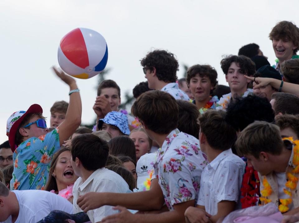 Aurora hosted Riverside on Friday, August 26. Greenmen student section in a beach theme.