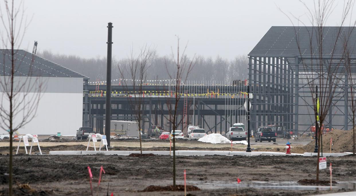 Construction continues Wednesday, Jan. 31, 2024, on the Mishawka Fieldhouse development on Veterans Parkway north of Douglas Road in Mishawaka.