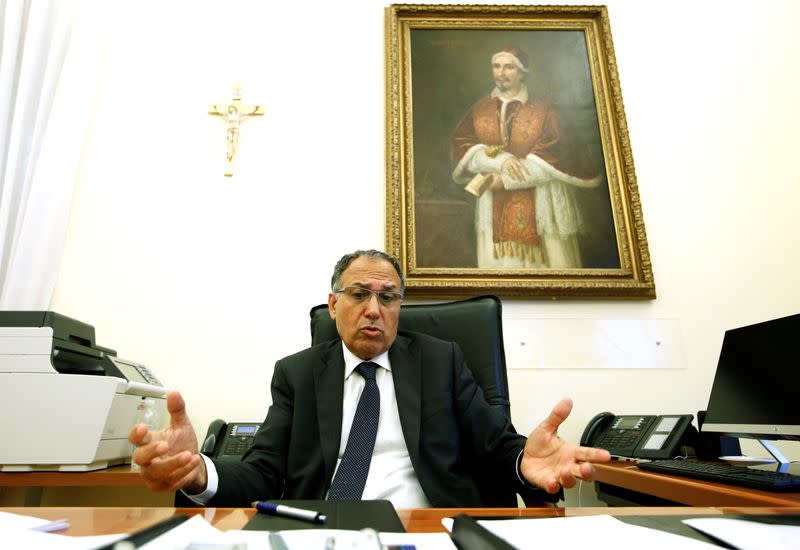 President of the Vatican's Financial Information Authority (AIF) Carmelo Barbagallo gestures during an interview