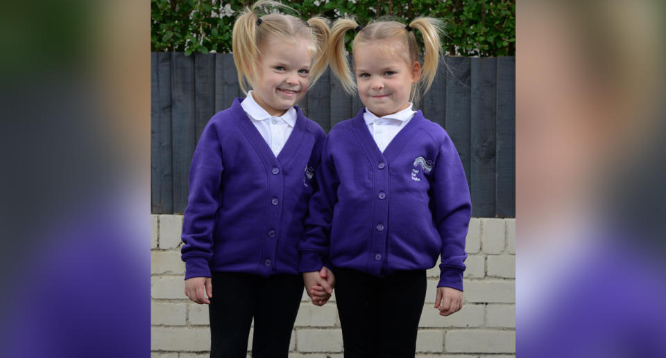 The four-year-old twin girls Lily and Darcy Ellis have started school. Source: WNS/Australscope