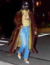 <p>Rihanna shows off her supercool street style while en route to dinner with boyfriend A$AP Rocky and friends (not pictured) in New York City on Wednesday night.</p>