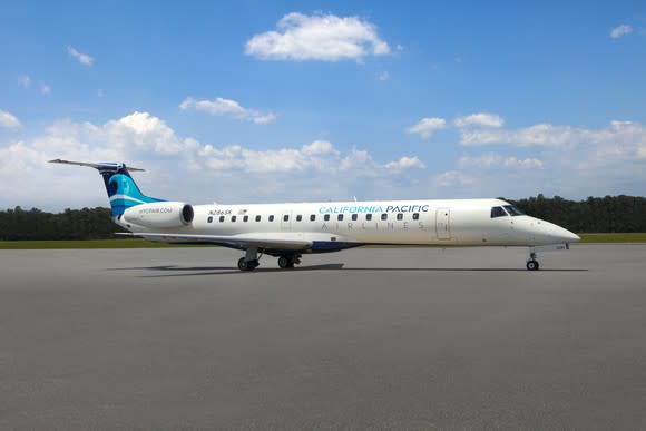 A California Pacific Airlines E145 jet.