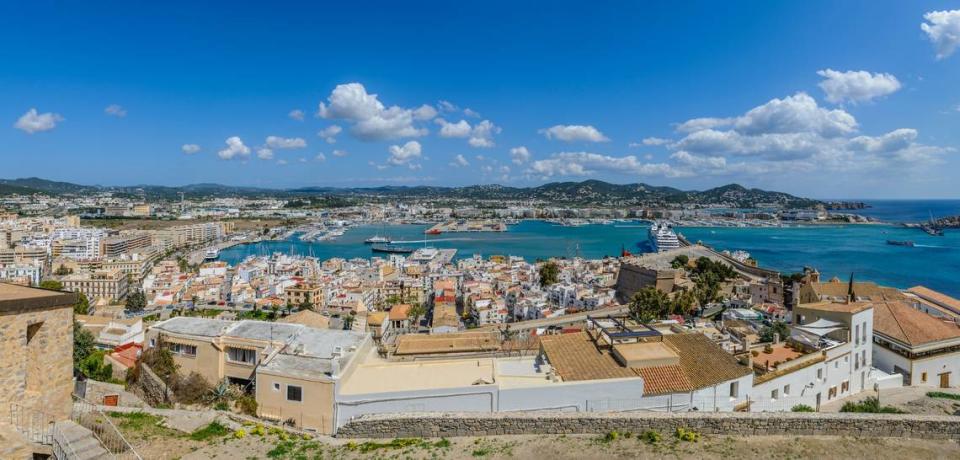 A panoramic view of Ibiza.
