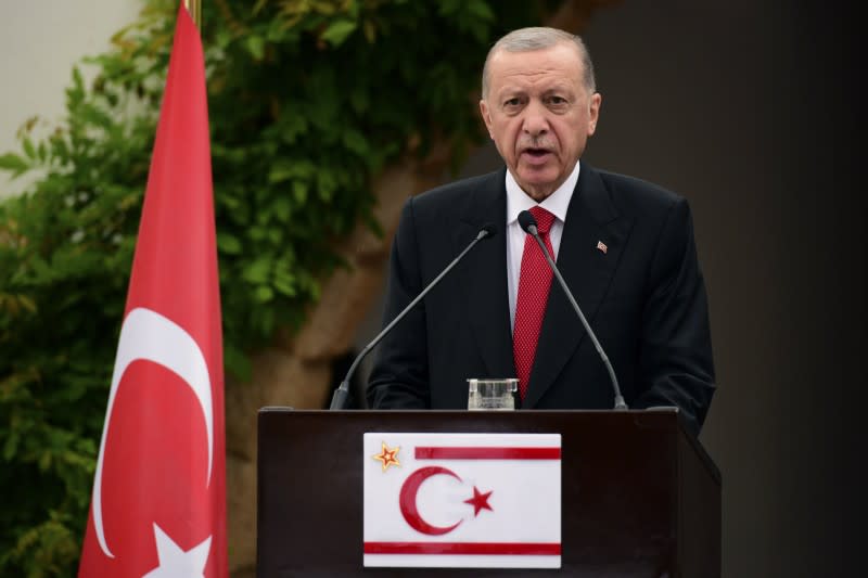 2023年6月12日，土耳其總統艾爾多安訪問北賽普勒斯（AP）