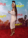 <p>Meagan Good has fun with her fashion on Aug. 10 at the Los Angeles premiere of <em>Day Shift. </em></p>