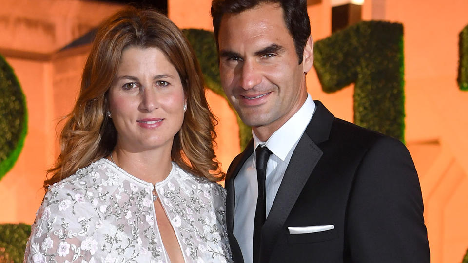 Roger Federer and wife Mirka at the Wimbledon Winners Dinner in 2017. (Photo by Karwai Tang/WireImage)