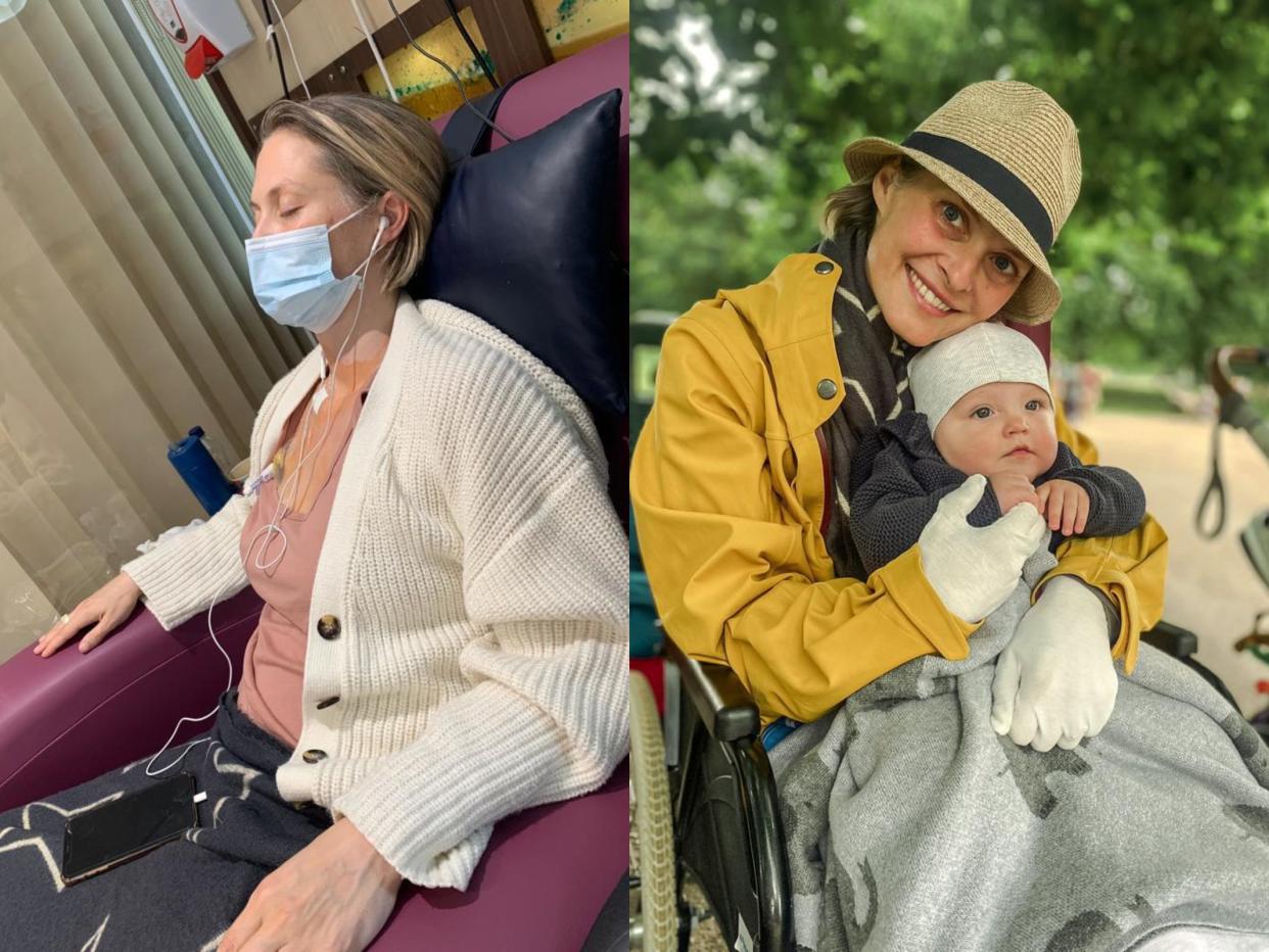Leeanne Davies-Grassnick goes through chemotherapy/Leeanne Davies-Grassnick with her son, Caspar.