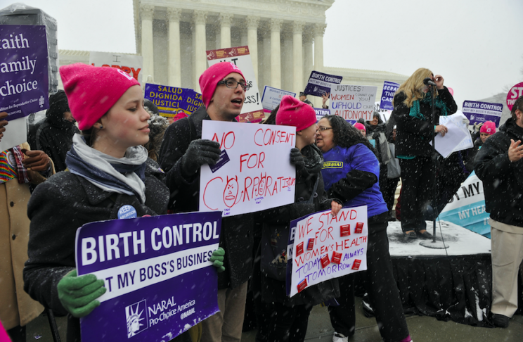 Opposition: Trump's views on abortion and Obamacare have provoked fury (Rex) 