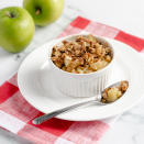 <p>If you have an apple in your refrigerator, then you're just a few steps away from a simple, delicious dessert. We like green apples for their tart flavor and firmness, but Honeycrisp, Jonagold or Braeburn apples will work too.</p> <p> <a href="https://www.eatingwell.com/recipe/8009108/apple-crisp-for-one/" rel="nofollow noopener" target="_blank" data-ylk="slk:View Recipe;elm:context_link;itc:0;sec:content-canvas" class="link ">View Recipe</a></p>