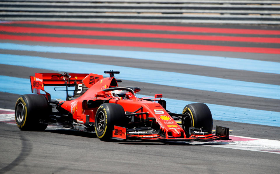 Formula One F1 - French Grand Prix - Circuit Paul Ricard, Le Castellet, France - June 23, 2019       Ferrari's Sebastian Vettel during the race   REUTERS/Jean-Paul Pelissier