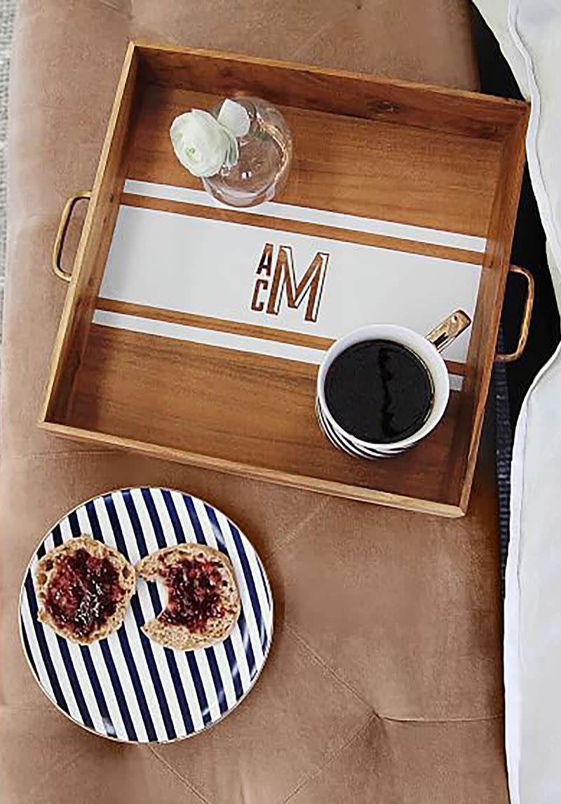 Striped Wood Acacia Tray