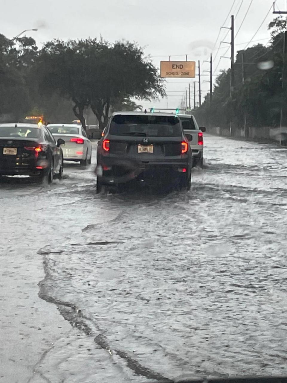 Flooding Wednesday afternoon on Stirling Road near 56th Avenue in Hollywood.